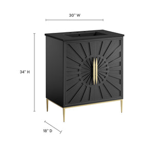 Modway Furniture Awaken 30" Bathroom Vanity by Modway - Contemporary Elegance with Gold Accents & Spacious Storage EEI-6295-BLK-BLK