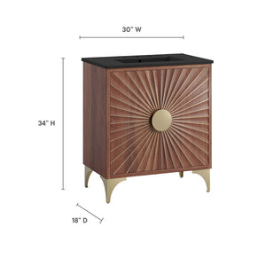 Modway Furniture Daylight 30" Bathroom Vanity - Sculptural Black Walnut Design with Integrated Basin & Ample Storage EEI-6296-BLK-WAL