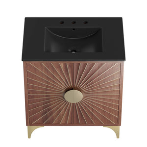 Modway Furniture Daylight 30" Bathroom Vanity - Sculptural Black Walnut Design with Integrated Basin & Ample Storage EEI-6296-BLK-WAL