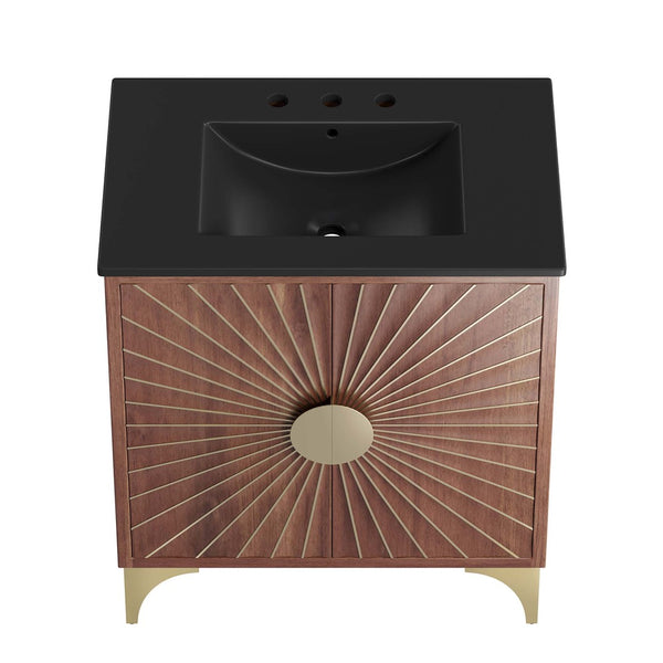 Modway Furniture Daylight 30" Bathroom Vanity - Sculptural Black Walnut Design with Integrated Basin & Ample Storage EEI-6296-BLK-WAL