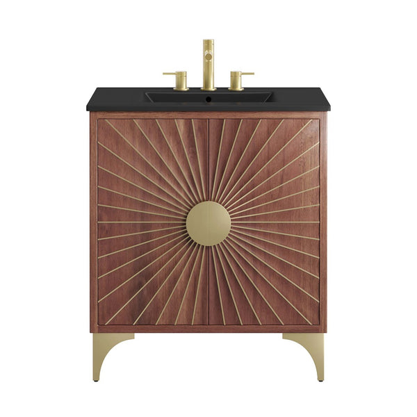 Modway Furniture Daylight 30" Bathroom Vanity - Sculptural Black Walnut Design with Integrated Basin & Ample Storage EEI-6296-BLK-WAL