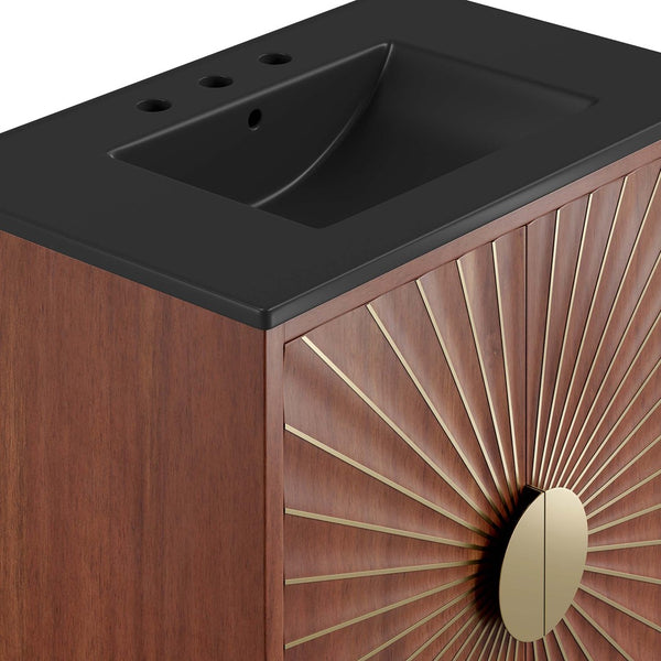 Modway Furniture Daylight 30" Bathroom Vanity - Sculptural Black Walnut Design with Integrated Basin & Ample Storage EEI-6296-BLK-WAL