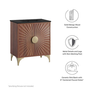 Modway Furniture Daylight 30" Bathroom Vanity - Sculptural Black Walnut Design with Integrated Basin & Ample Storage EEI-6296-BLK-WAL