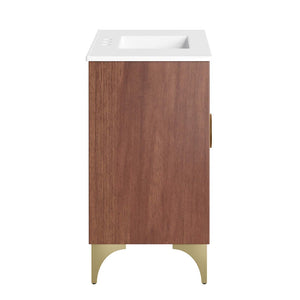 Modway Furniture Daylight 36" Bathroom Vanity - Elegant Mango Wood with Brass Accents & Ample Storage Solutions EEI-6298-WHI-WAL