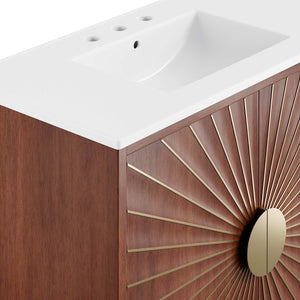 Modway Furniture Daylight 36" Bathroom Vanity - Elegant Mango Wood with Brass Accents & Ample Storage Solutions EEI-6298-WHI-WAL