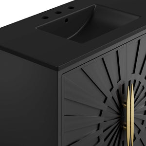 Modway Furniture Awaken 36" Bathroom Vanity - Modern Black Design with Gold Accents & Spacious Storage Solutions EEI-6299-BLK-BLK