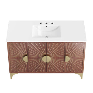 Modway Furniture Daylight 48" Bathroom Vanity – Elegant Mango Wood with Brass Accents for Modern Storage & Style EEI-6302-WHI-WAL