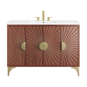 Modway Furniture Daylight 48" Bathroom Vanity – Elegant Mango Wood with Brass Accents for Modern Storage & Style EEI-6302-WHI-WAL