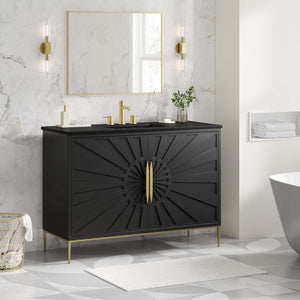 Modway Furniture Awaken 48" Bathroom Vanity - Contemporary Black Design with Gold Accents, Ample Storage & Style EEI-6303-BLK-BLK
