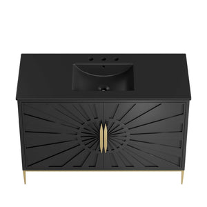 Modway Furniture Awaken 48" Bathroom Vanity - Contemporary Black Design with Gold Accents, Ample Storage & Style EEI-6303-BLK-BLK