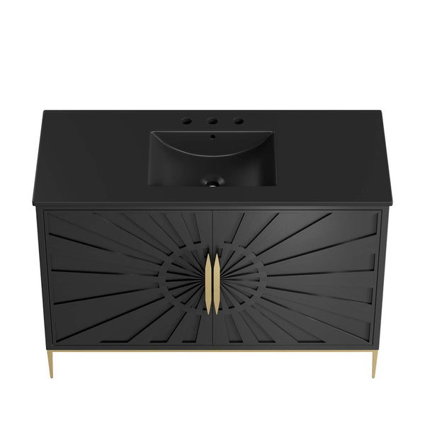 Modway Furniture Awaken 48" Bathroom Vanity - Contemporary Black Design with Gold Accents, Ample Storage & Style EEI-6303-BLK-BLK