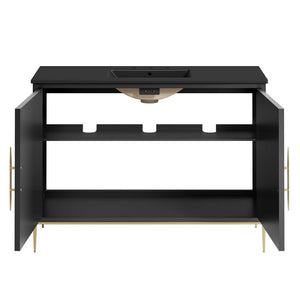 Modway Furniture Awaken 48" Bathroom Vanity - Contemporary Black Design with Gold Accents, Ample Storage & Style EEI-6303-BLK-BLK