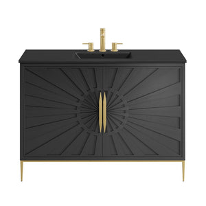 Modway Furniture Awaken 48" Bathroom Vanity - Contemporary Black Design with Gold Accents, Ample Storage & Style EEI-6303-BLK-BLK