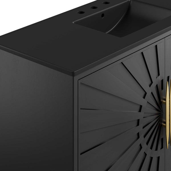 Modway Furniture Awaken 48" Bathroom Vanity - Contemporary Black Design with Gold Accents, Ample Storage & Style EEI-6303-BLK-BLK