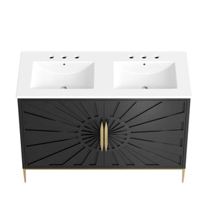 Modway Furniture Awaken 48" Double Sink Bathroom Vanity - Modern Elegance with Gold Accents & Ample Storage Space EEI-6305-WHI-BLK