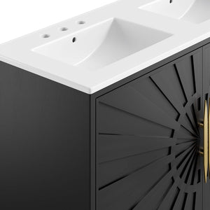 Modway Furniture Awaken 48" Double Sink Bathroom Vanity - Modern Elegance with Gold Accents & Ample Storage Space EEI-6305-WHI-BLK