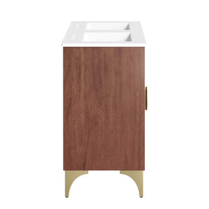 Modway Furniture Daylight 48" Double Sink Bathroom Vanity - Solid Mango Wood with Ceramic Countertop & Storage Solutions EEI-6306-WHI-WAL