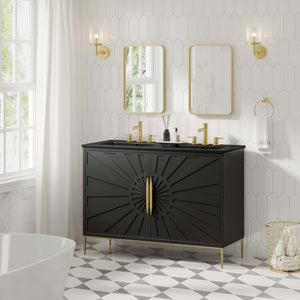 Modway Furniture Awaken 48" Double Sink Bathroom Vanity – Contemporary Style with Gold Base & Elegant Storage Solution EEI-6307-BLK-BLK