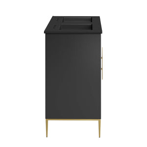 Modway Furniture Awaken 48" Double Sink Bathroom Vanity – Contemporary Style with Gold Base & Elegant Storage Solution EEI-6307-BLK-BLK