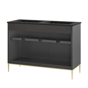 Modway Furniture Awaken 48" Double Sink Bathroom Vanity – Contemporary Style with Gold Base & Elegant Storage Solution EEI-6307-BLK-BLK