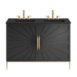 Modway Furniture Awaken 48" Double Sink Bathroom Vanity – Contemporary Style with Gold Base & Elegant Storage Solution EEI-6307-BLK-BLK
