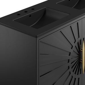 Modway Furniture Awaken 48" Double Sink Bathroom Vanity – Contemporary Style with Gold Base & Elegant Storage Solution EEI-6307-BLK-BLK