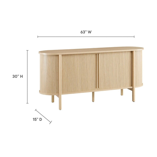 Modway Furniture Cadence 63" Mid-Century Modern Curved Sideboard - Stylish Storage Cabinet for Living & Dining Spaces Oak EEI-6309-OAK