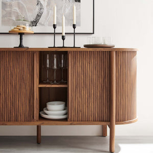 Modway Furniture Cadence 63" Mid-Century Modern Curved Sideboard - Stylish Storage Cabinet for Living & Dining Spaces Walnut EEI-6309-WAL