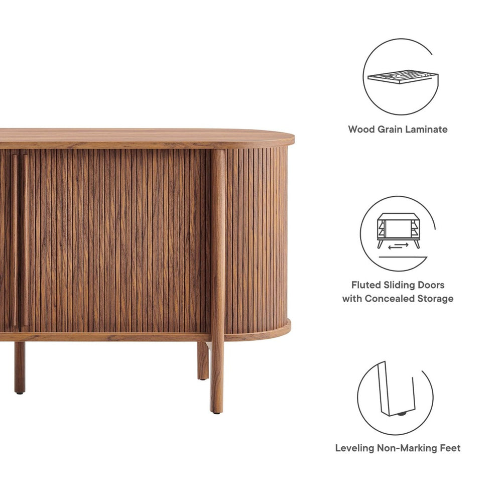 Modway Furniture Cadence 63" Mid-Century Modern Curved Sideboard - Stylish Storage Cabinet for Living & Dining Spaces Walnut EEI-6309-WAL