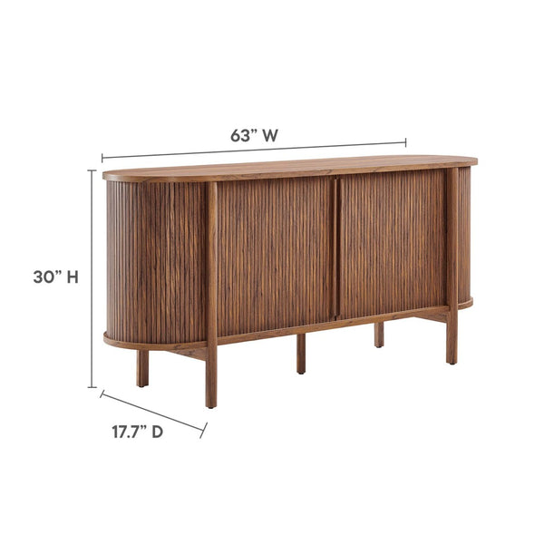 Modway Furniture Cadence 63" Mid-Century Modern Curved Sideboard - Stylish Storage Cabinet for Living & Dining Spaces Walnut EEI-6309-WAL