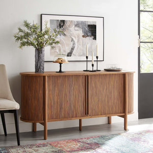 Modway Furniture Cadence 63" Mid-Century Modern Curved Sideboard - Stylish Storage Cabinet for Living & Dining Spaces Walnut EEI-6309-WAL