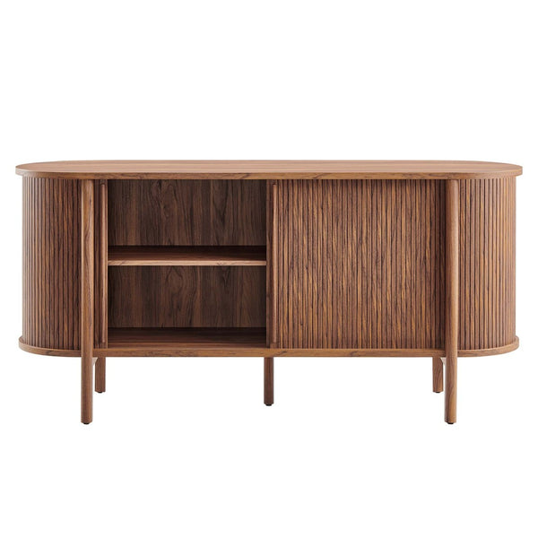 Modway Furniture Cadence 63" Mid-Century Modern Curved Sideboard - Stylish Storage Cabinet for Living & Dining Spaces Walnut EEI-6309-WAL