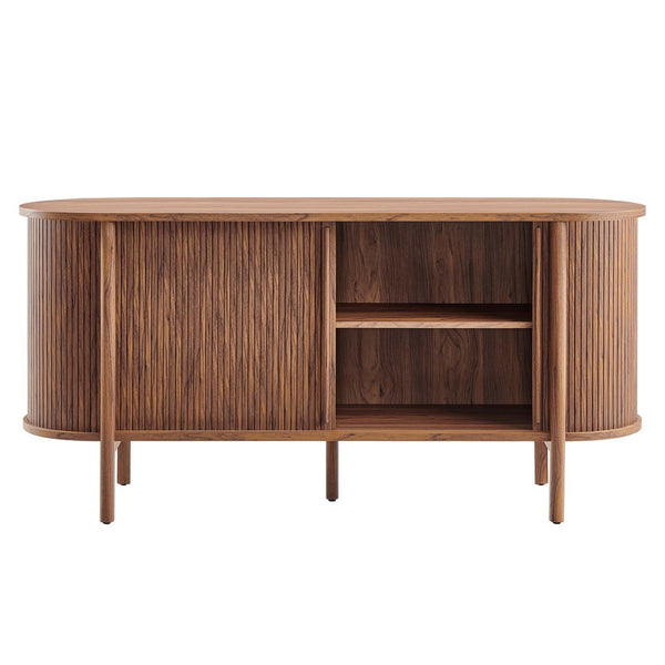 Modway Furniture Cadence 63" Mid-Century Modern Curved Sideboard - Stylish Storage Cabinet for Living & Dining Spaces Walnut EEI-6309-WAL