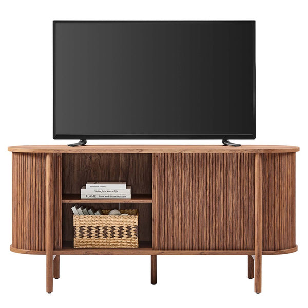 Modway Furniture Cadence 63" Mid-Century Modern Curved Sideboard - Stylish Storage Cabinet for Living & Dining Spaces Walnut EEI-6309-WAL