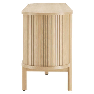 Modway Furniture Cadence 71" Curved TV Stand - Mid-Century Modern Credenza with Ample Storage & Stylish Design Oak EEI-6310-OAK