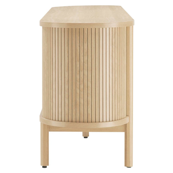 Modway Furniture Cadence 71" Curved TV Stand - Mid-Century Modern Credenza with Ample Storage & Stylish Design Oak EEI-6310-OAK