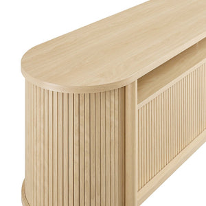 Modway Furniture Cadence 71" Curved TV Stand - Mid-Century Modern Credenza with Ample Storage & Stylish Design Oak EEI-6310-OAK