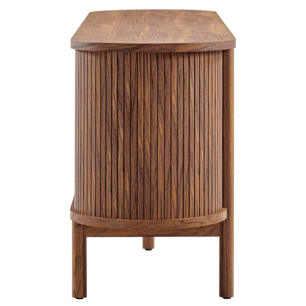 Modway Furniture Cadence 71" Curved TV Stand - Mid-Century Modern Credenza with Ample Storage & Stylish Design Walnut EEI-6310-WAL