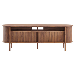 Modway Furniture Cadence 71" Curved TV Stand - Mid-Century Modern Credenza with Ample Storage & Stylish Design Walnut EEI-6310-WAL