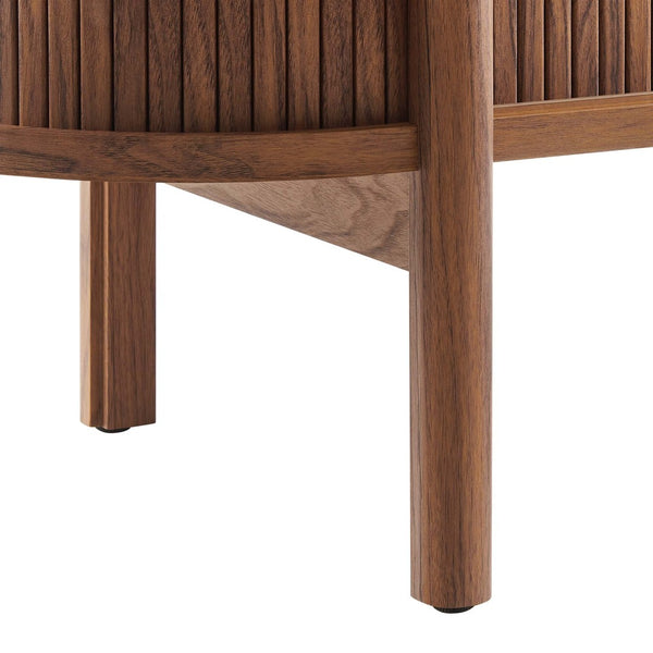 Modway Furniture Cadence 71" Curved TV Stand - Mid-Century Modern Credenza with Ample Storage & Stylish Design Walnut EEI-6310-WAL