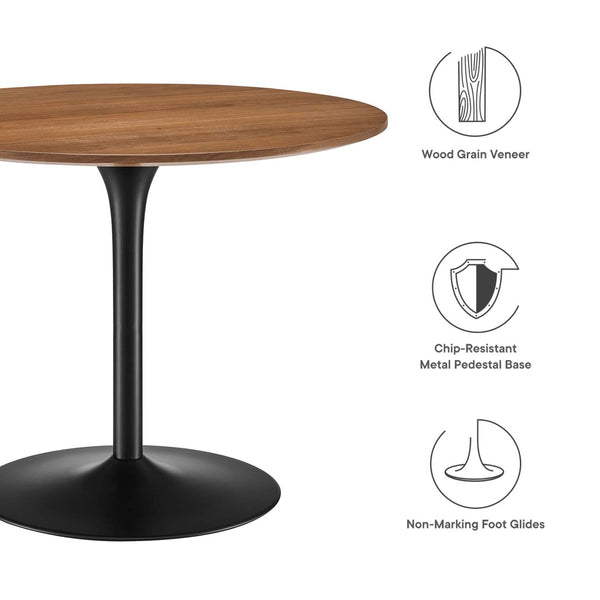 Modway Furniture Pursuit 40" Round Dining Table - Mid-Century Modern Pedestal Design for Small Spaces, Easy Care Walnut Black EEI-6313-WAL-BLK