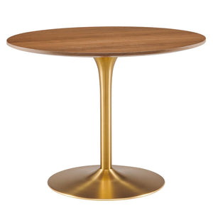 Modway Furniture Pursuit 40" Round Dining Table - Mid-Century Modern Pedestal Design for Small Spaces, Easy Care Walnut Gold EEI-6313-WAL-GLD