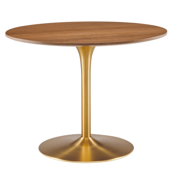 Modway Furniture Pursuit 40" Round Dining Table - Mid-Century Modern Pedestal Design for Small Spaces, Easy Care Walnut Gold EEI-6313-WAL-GLD