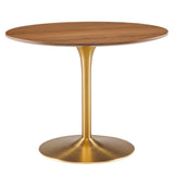 Modway Furniture Pursuit 40" Dining Table Walnut Gold 39.5 x 39.5 x 29.5