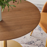 Modway Furniture Pursuit 40" Dining Table Walnut Gold 39.5 x 39.5 x 29.5