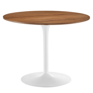 Modway Furniture Pursuit 40" Round Dining Table - Mid-Century Modern Pedestal Design for Small Spaces, Easy Care Walnut White EEI-6313-WAL-WHI