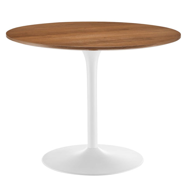 Modway Furniture Pursuit 40" Round Dining Table - Mid-Century Modern Pedestal Design for Small Spaces, Easy Care Walnut White EEI-6313-WAL-WHI