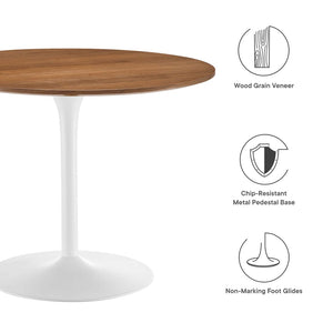 Modway Furniture Pursuit 40" Round Dining Table - Mid-Century Modern Pedestal Design for Small Spaces, Easy Care Walnut White EEI-6313-WAL-WHI