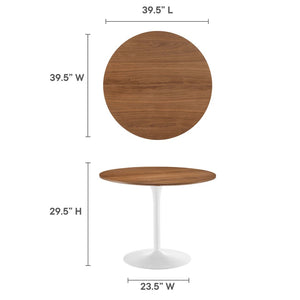Modway Furniture Pursuit 40" Round Dining Table - Mid-Century Modern Pedestal Design for Small Spaces, Easy Care Walnut White EEI-6313-WAL-WHI
