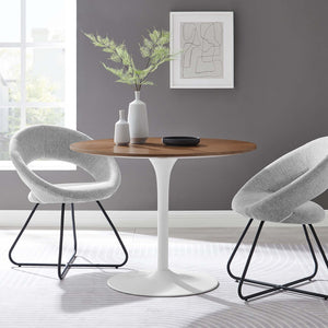 Modway Furniture Pursuit 40" Round Dining Table - Mid-Century Modern Pedestal Design for Small Spaces, Easy Care Walnut White EEI-6313-WAL-WHI